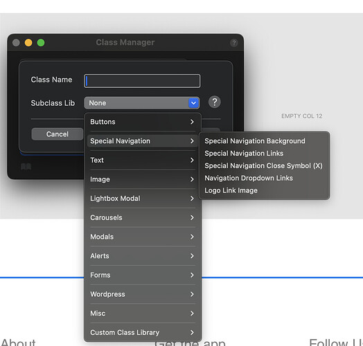 Navigation Dropdown Links