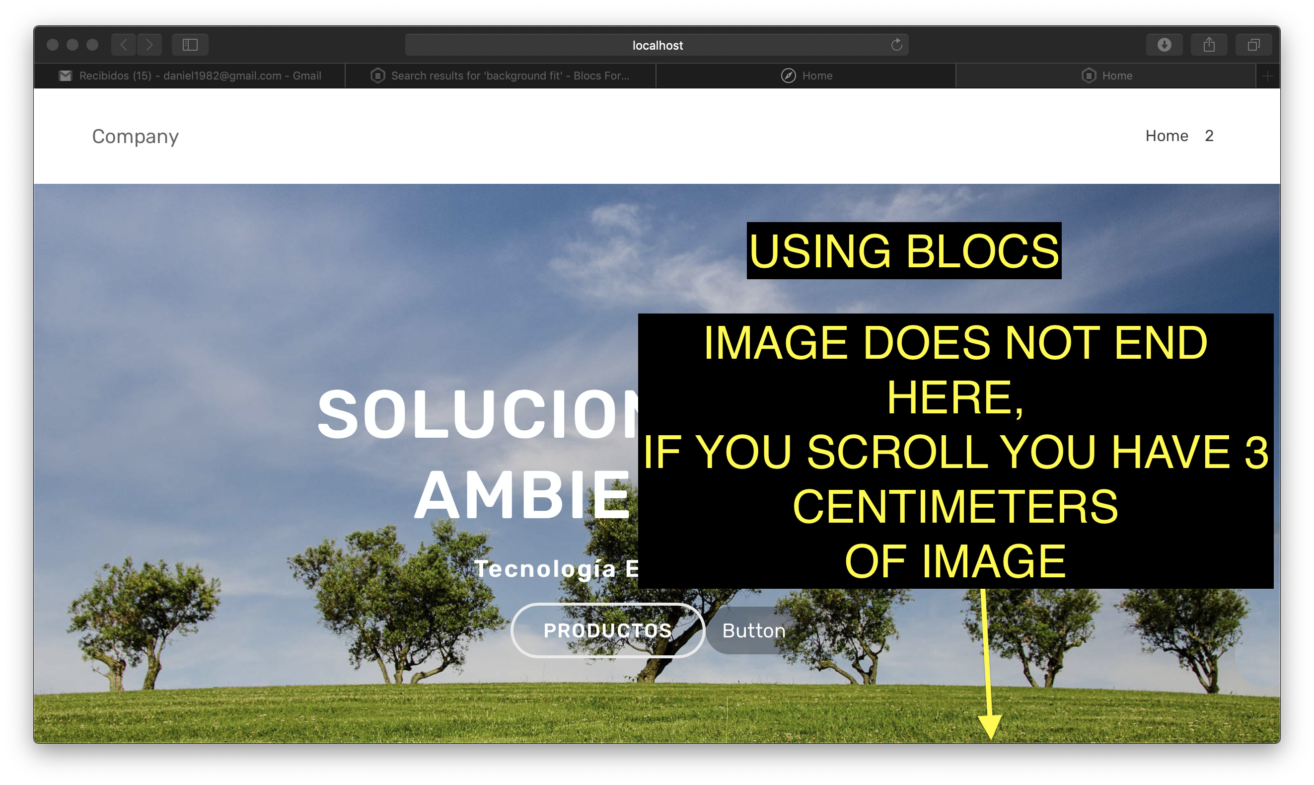 full width image blocs app