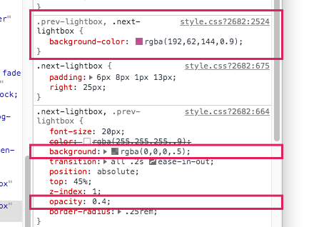 Lightbox previous u0026 next arrows: changing the color and opacity 